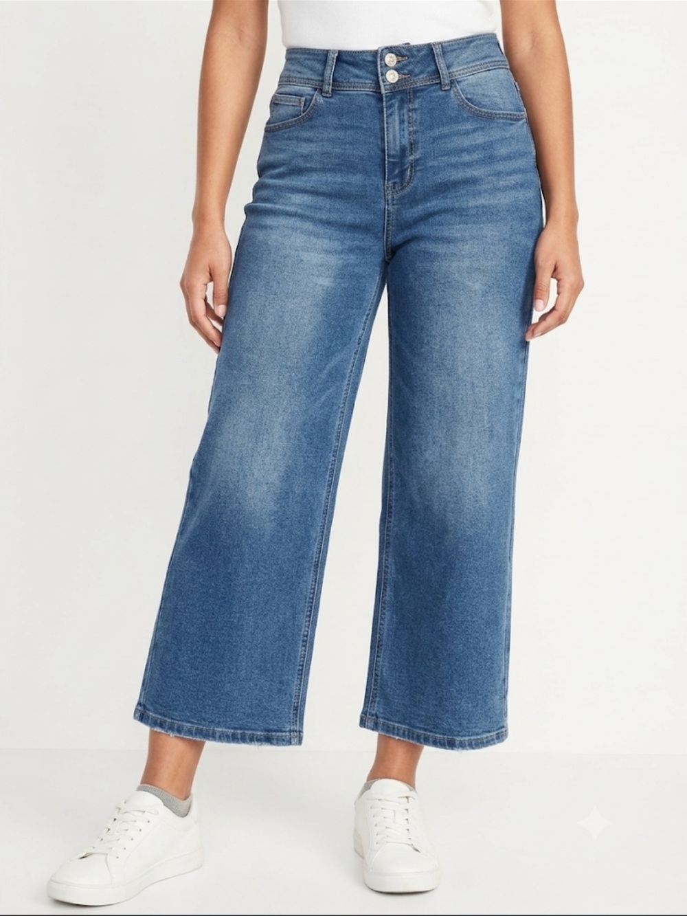 NICOLE MILLER SoHo High Rise Wide Leg Crop Jeans Medium Wash Size 14